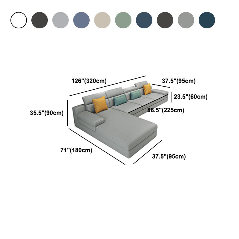Scandinavian L-Shape Sectional with Pillow Top Arm for Four People