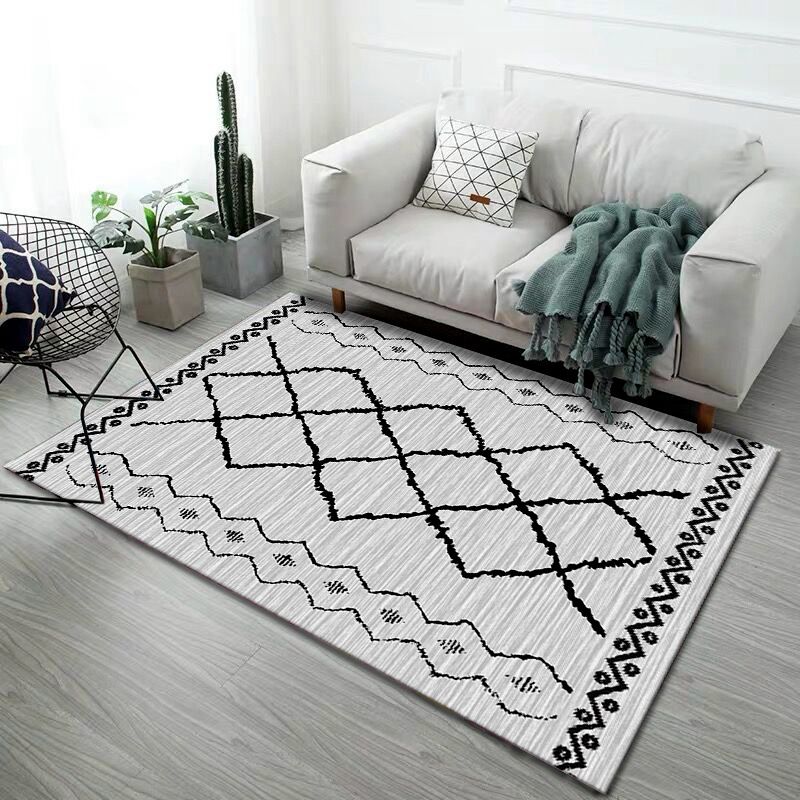 Multi-Colored Room Rug Western Geometric Pattern Area Rug Polypropylene Anti-Slip Backing Pet Friendly Washable Carpet