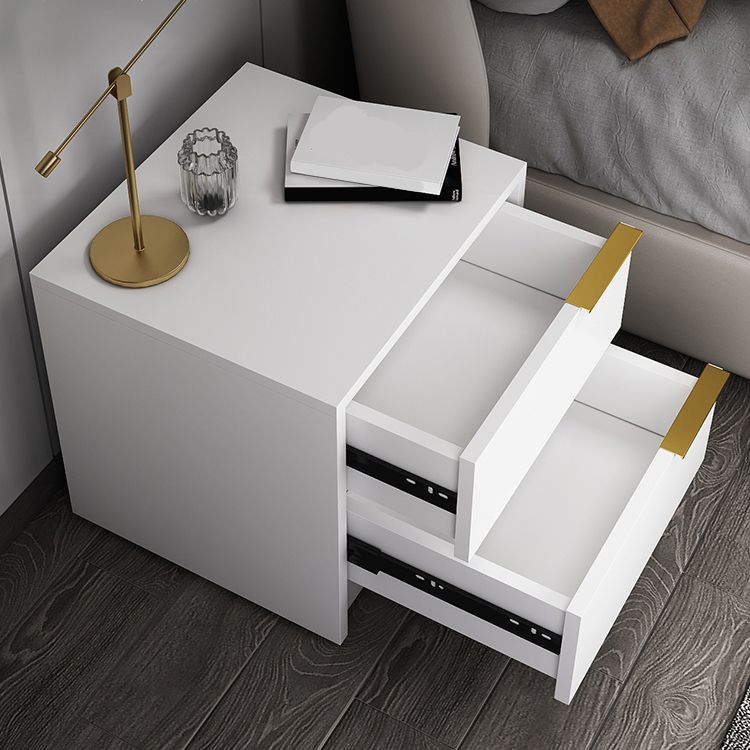 2-Drawer Wood Nightstand Contemporary Night Table with Casters