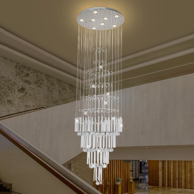 Crystal White Cluster Pendant Light Orbs and Rods 8 Lights Modern LED Hanging Ceiling Lamp