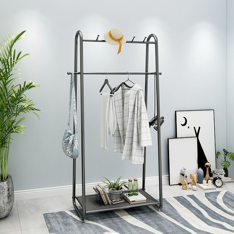 Entry Hall Tree Coat Rack Hooks and Storage Shelf Modern Metal Hall Stand