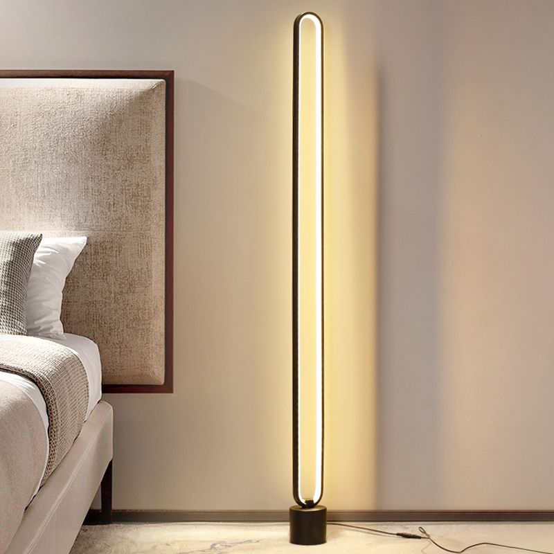 Minimalist Halo Floor Light Metal Living Room LED Standing Floor Lamp with Acrylic Shade