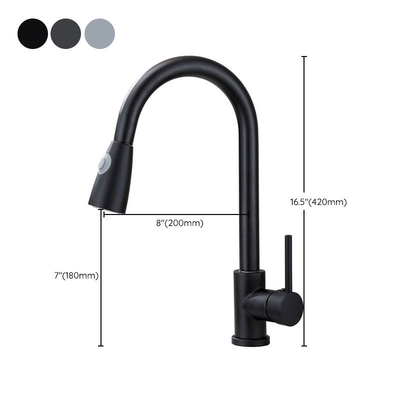 Modern Gooseneck Kitchen Bar Faucet Swivel Spout with Pull Down Sprayer