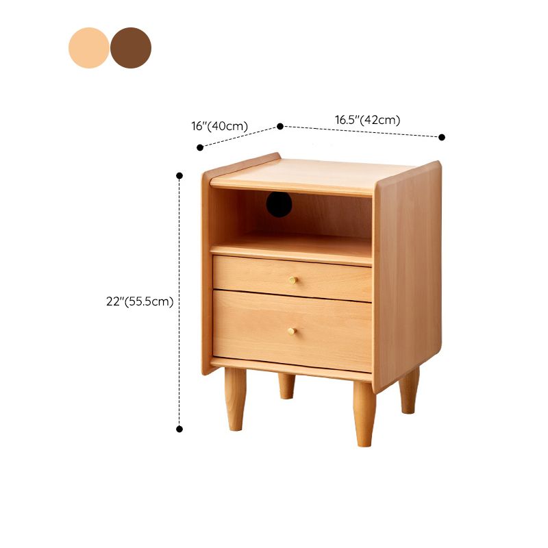 Solid Wood Kids Bedside Table Modern Nightstand with Open Cubby and Drawer