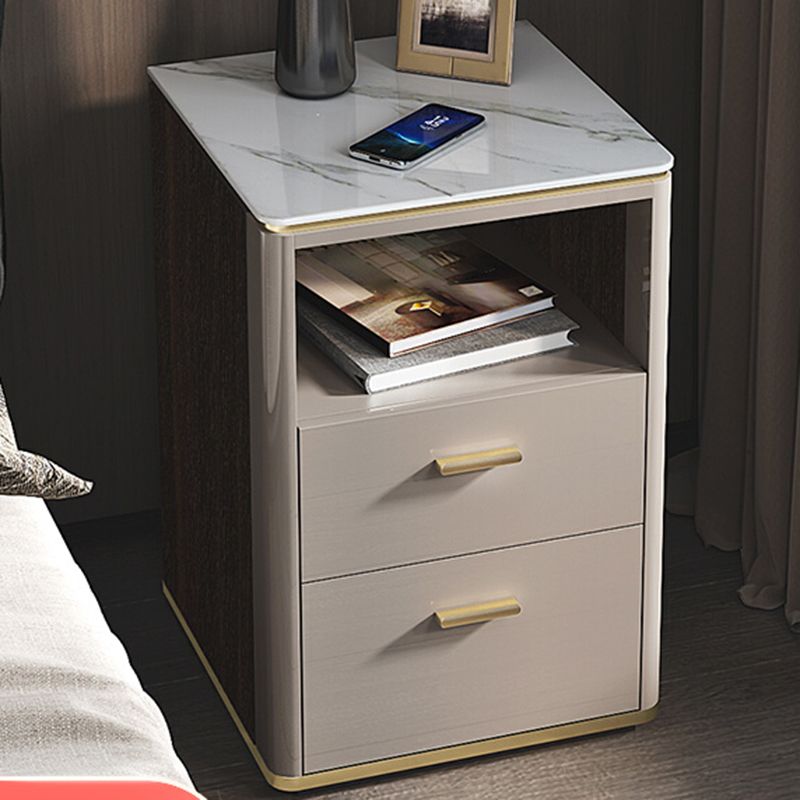 Stone Bed Nightstand Classic Glam Accent Table Nightstand for Bedroom