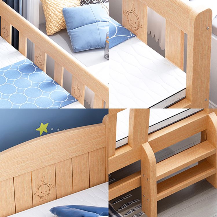 Scandinavian Nursery Crib with Guardrail in Solid Wood Convertible Crib