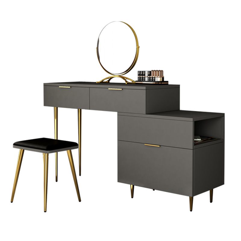 3 Drawers MDF Board Makeup Dressing Table with Gold Legs, 30.7" Tall