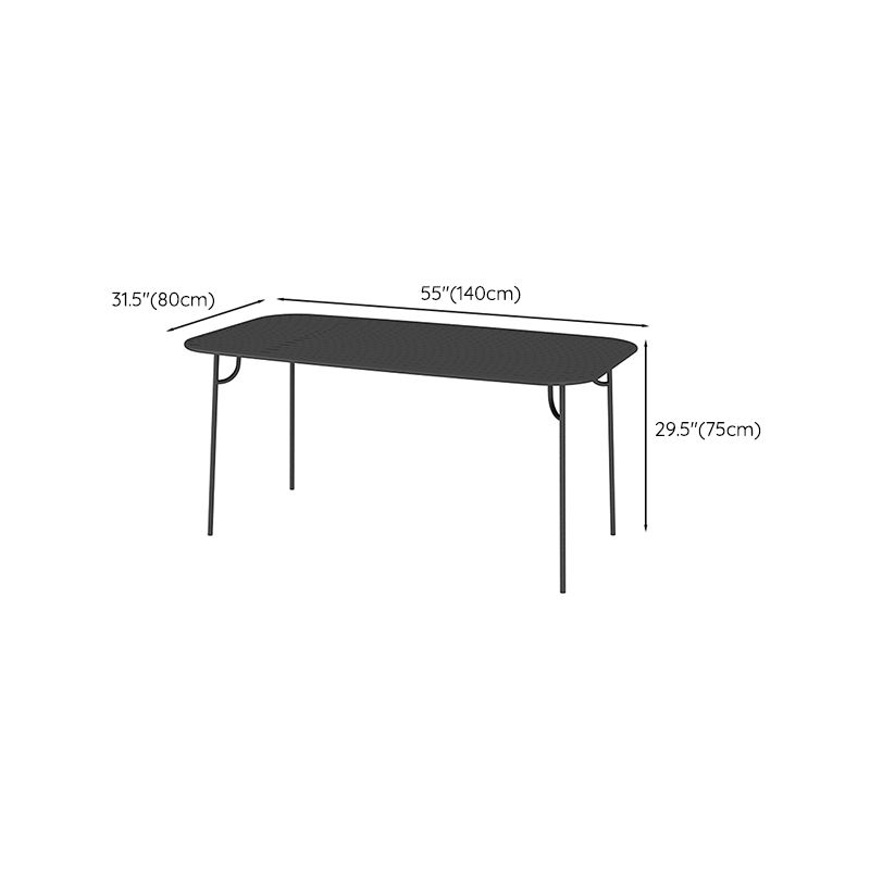 Black Outdoor Iron Patio Table Contemporary Rectangle Rust Resistant Patio Table