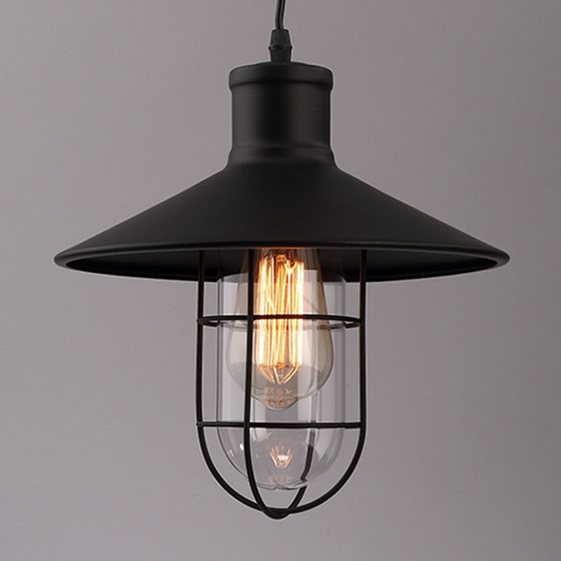 Metal Black Black Aiuto a sospensione Light Cage Shade Industrial Style Sospeded Lighting Freet