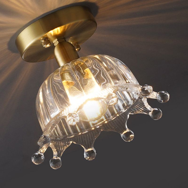 Crown Semi Flush Mount Light Clear Glass Vintage Ceiling Lights Flush Mount