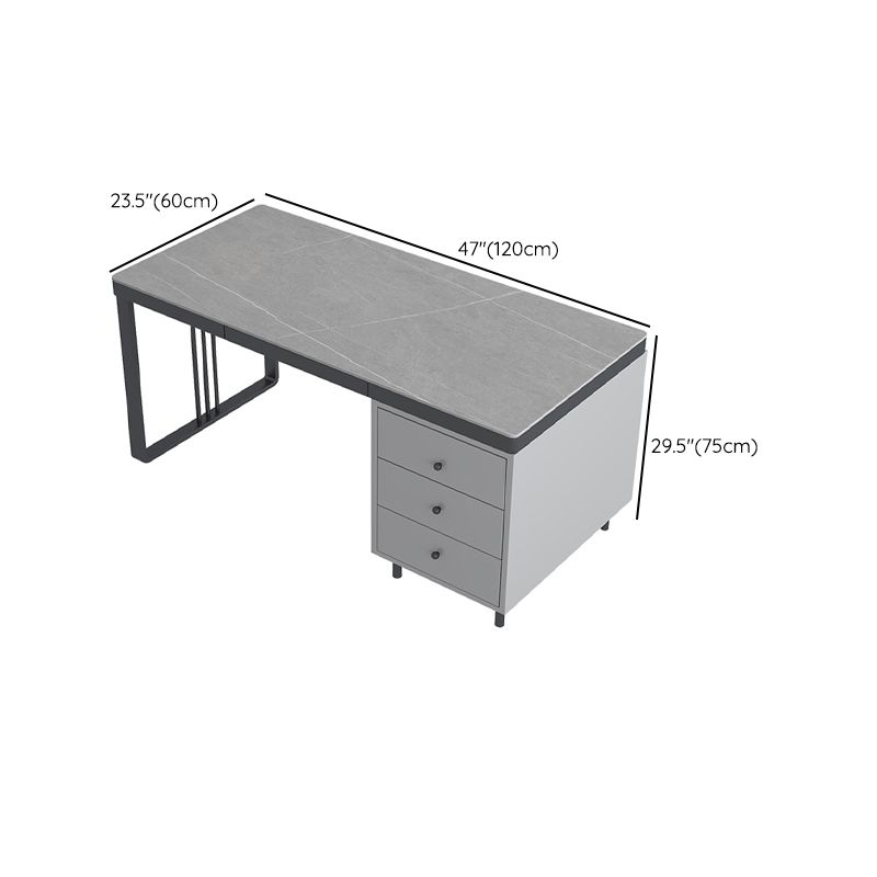 Rectangular Shaped Task Desk 2 Legs Writing Desk in Grey for Office