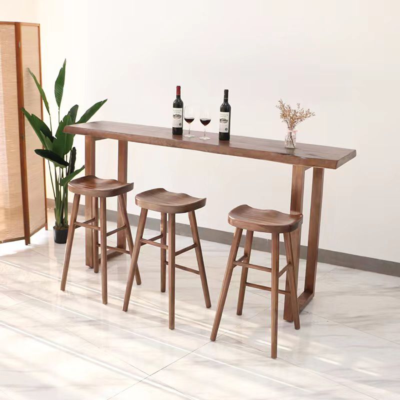 Modern Style Rectangle Bar Table pine Solid Wood Brown Colour Bar Dining Table