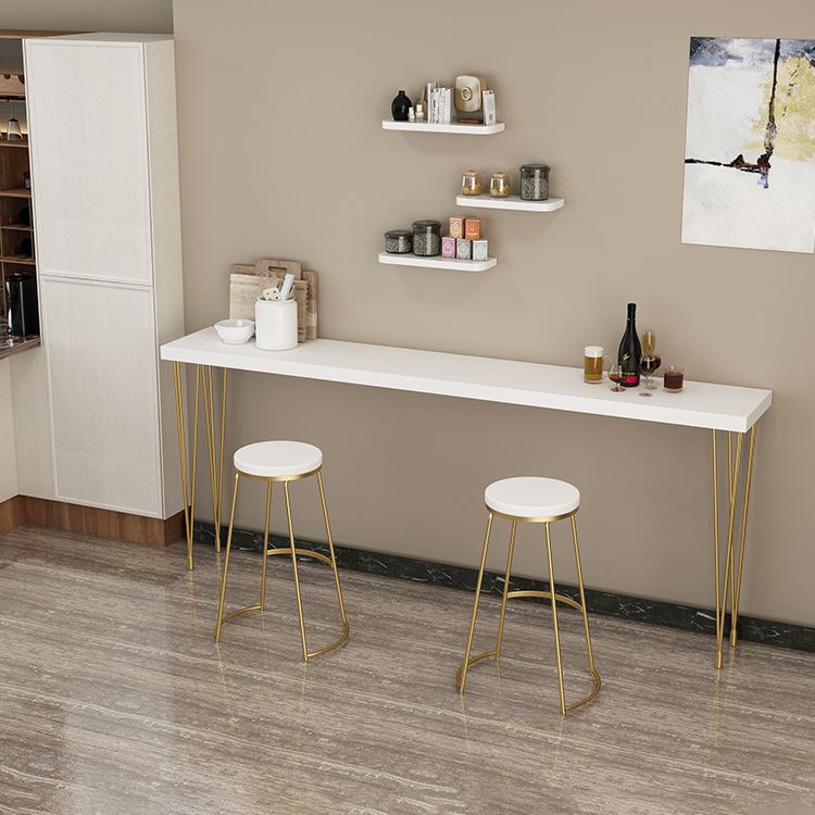 White Glam Style Bar Table in Iron and Wood Bar Indoor Bar Counter