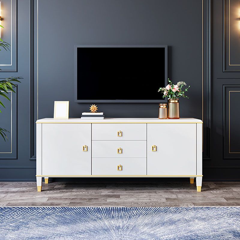 Modern TV Stand Console Solid Wood TV Media Console with Drawers