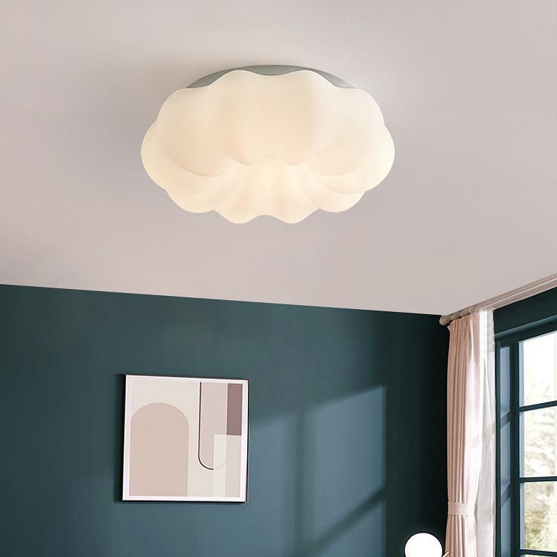 White Shaded Ceiling Light Modernism LED Flush Mount Lighting for Foyer