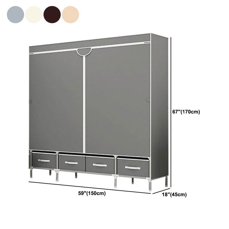 Steel Frame Wardrobe Cabinet Contemporary Home Wardrobe with Drawers