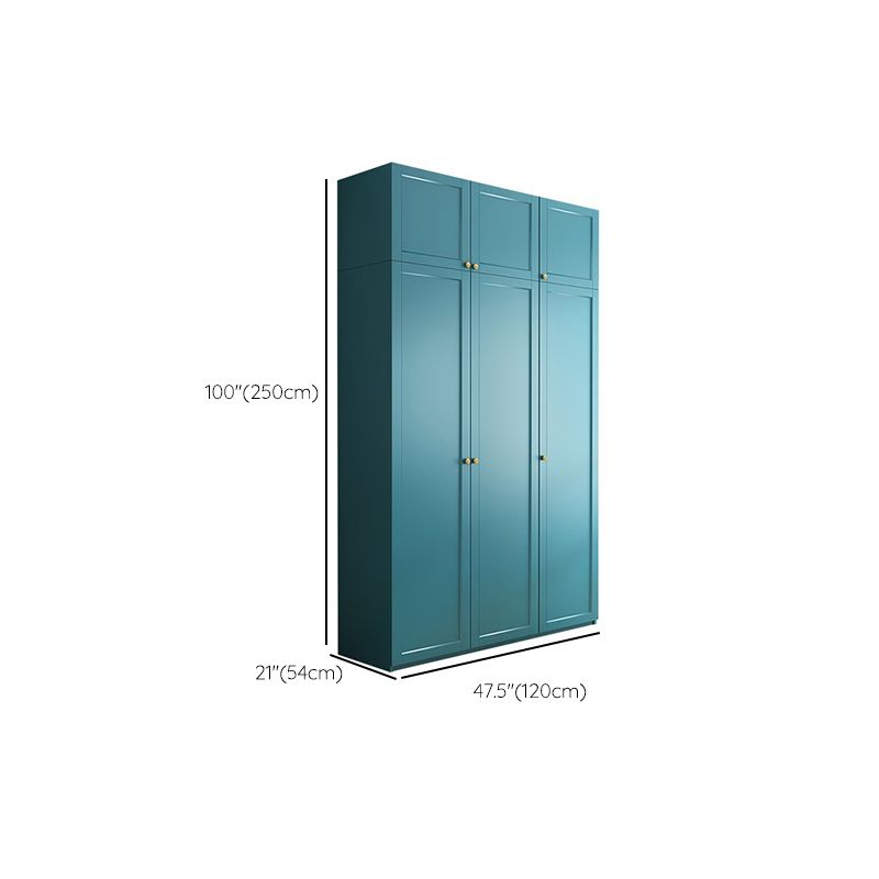 Modern Blue Bedroom Armoire Manufactured Wood Wardrobe Armoire