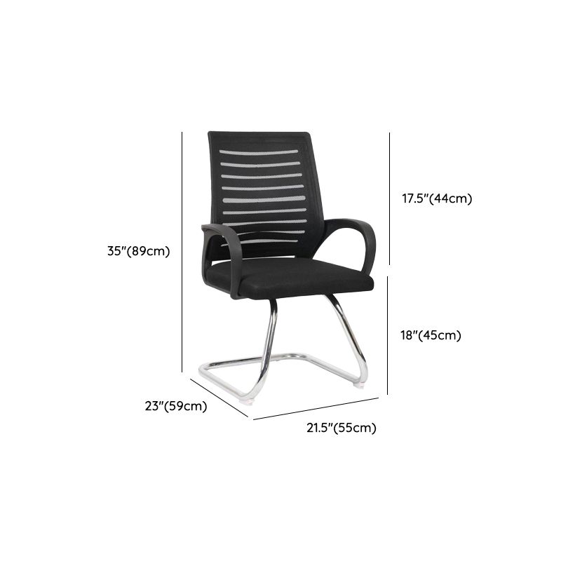 Contemporary Desk Chair No Wheels Mid-Back Office Chair with Arm