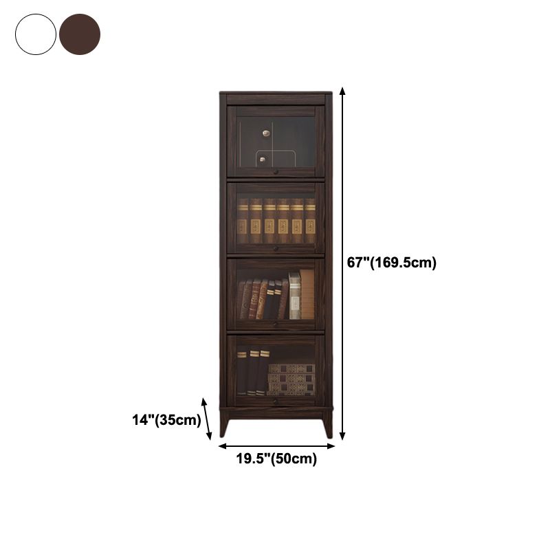 Modern Vertical Standard Bookshelf Manufactured Wood Bookcase with Glass Doors