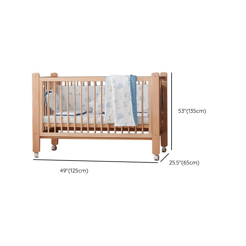 Farmhouse / Country Light Wood Beech with Casters/Wheels Baby Crib