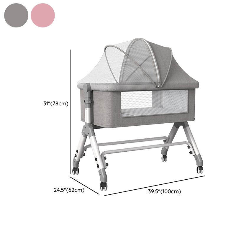 Baby Height Adjustable Bassinet Portable Crib Cradle with Washable Mattress