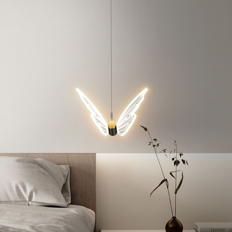 Butterfly Hanging Light Fixture Modern LED Pendant Lamp with Acrylic Shade for Bedroom