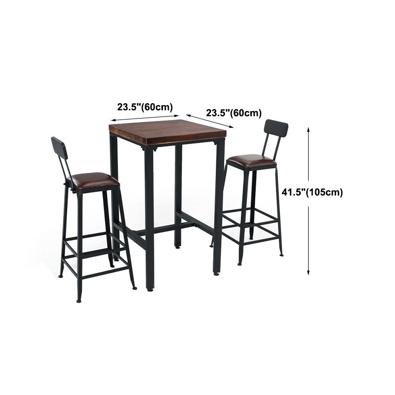Pine Wood Bar Dining Table Industrial Bar Table with 4 Legs Base for Cafe Milk Tea Shop