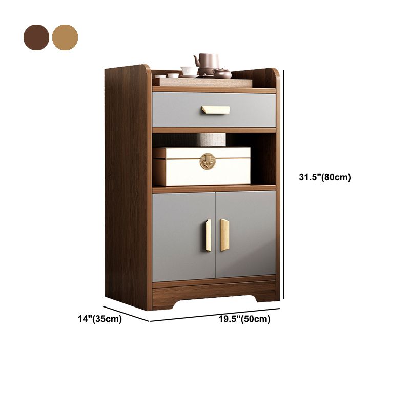 Contemporary Wooden Bedside Cabinet Lower Shelf Night Table for Bedroom