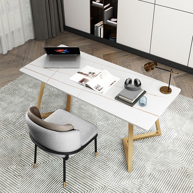 Modern Stone Office Desk Metal White Writing Desk for Office