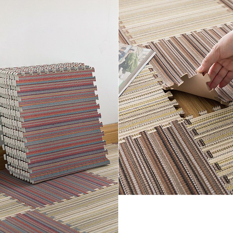 Carpet Tile Non-Skid Fade Resistant Striped Interlocking Carpet Tiles Dining Room