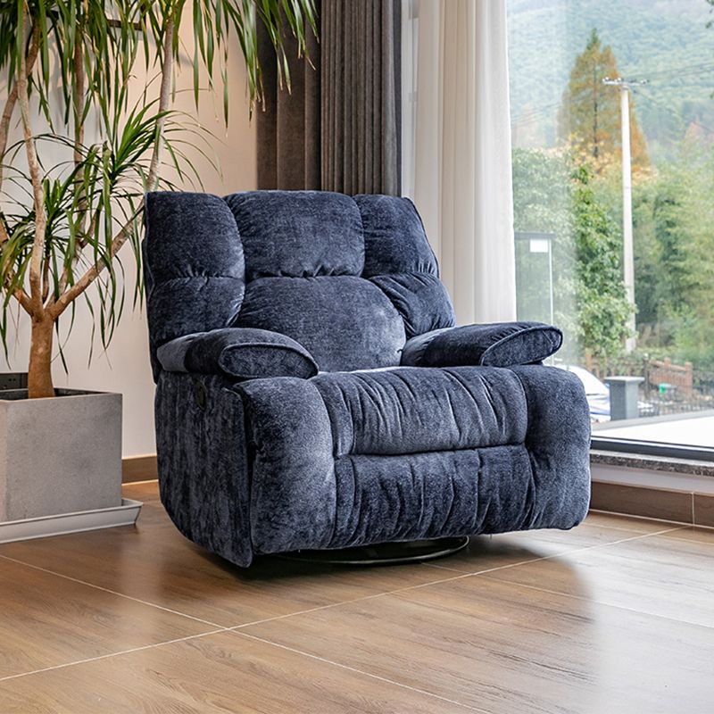 Modern Standard Recliner with Footrest and Tufted Back in Solid Color