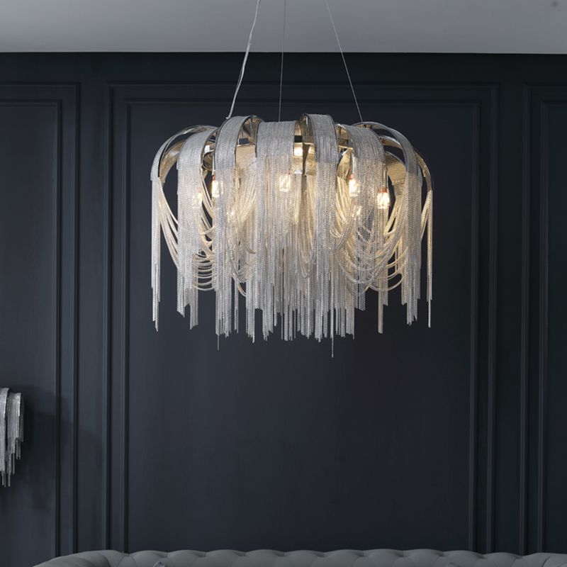 Modern Tassel Circular Pendant Light Metal Indoor Hanging Lamp with Aluminium Chain