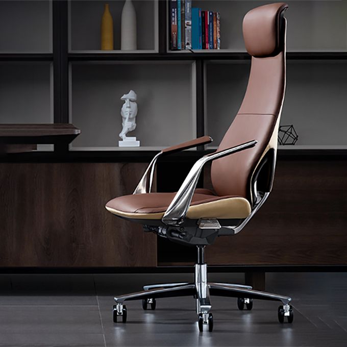 Contemporary Fixed Arms Executive Chair Wheels Included Managers Chair for Office