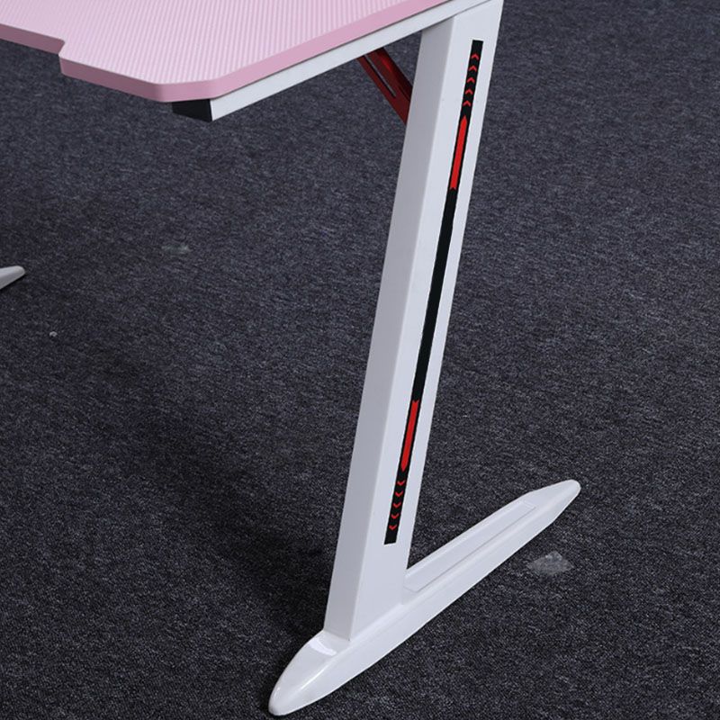 Pink Wood Computer Desk Cable Management T-Shape Writing Desk