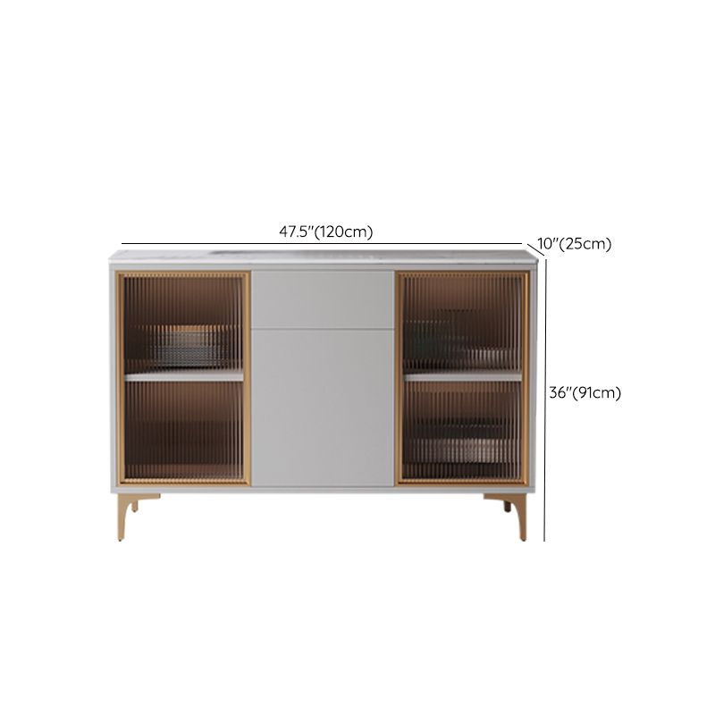 Adjustable Shelving Buffet Stand Engineered Wood Sideboard Cabinet with LED Lights