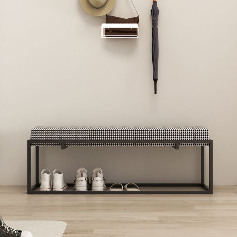 Modern Entryway Bench Cushioned Metal Rectangle Shoe Storage Seating Bench