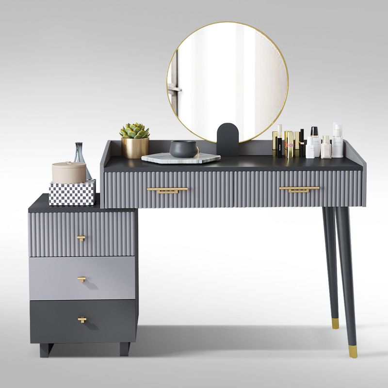 Gray Makeup Table with 5 Storage Drawers 19.68" Wide Vanity Tables