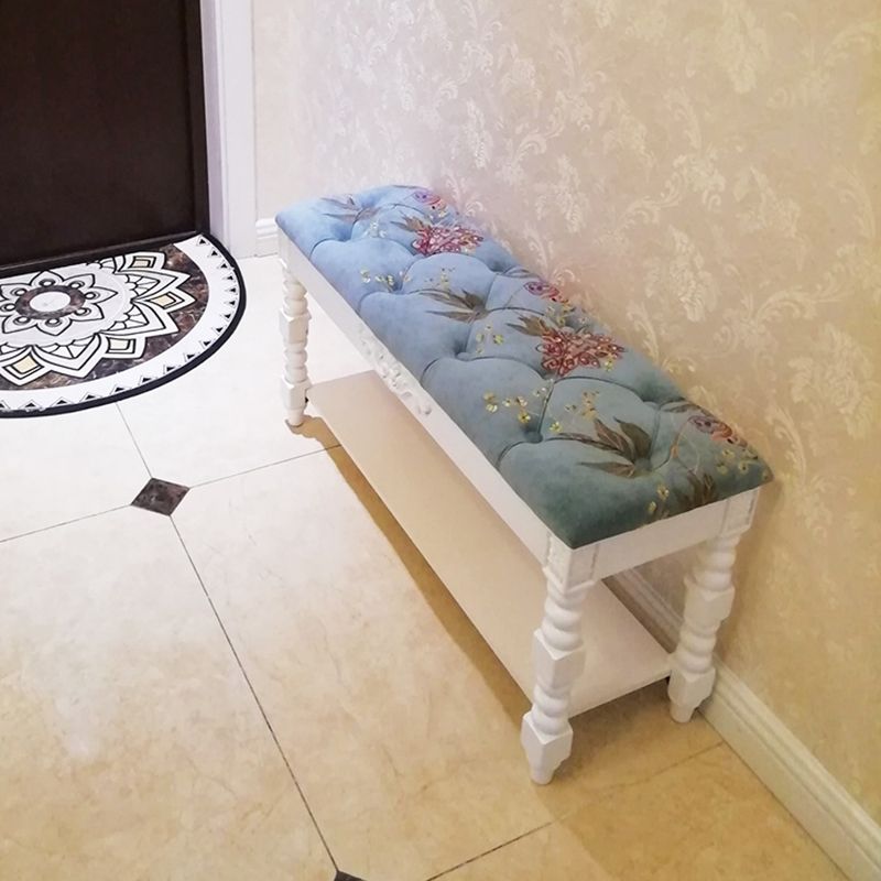 Upholstered Shelves Seating Bench Cushioned Entryway and Bedroom Bench with Legs