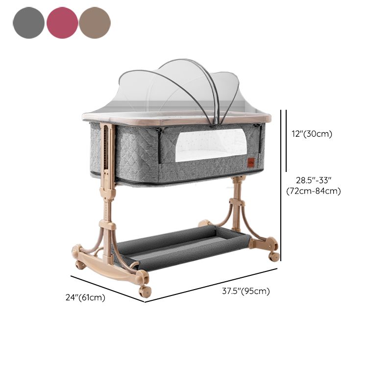 Contemporary Adjustable Crib Cradle Metal Bedside Bassinet With Canopy