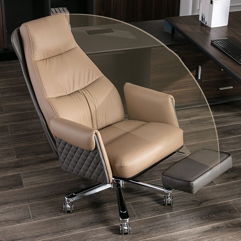 Modern Office Chair Armless Leather No Distressing Ergonomic Desk Chair with Wheels