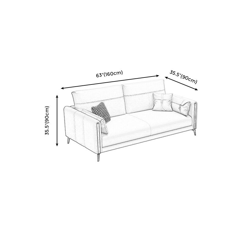 Stain Resistant Stationary Faux Leather Recessed Arm Standard Sofa