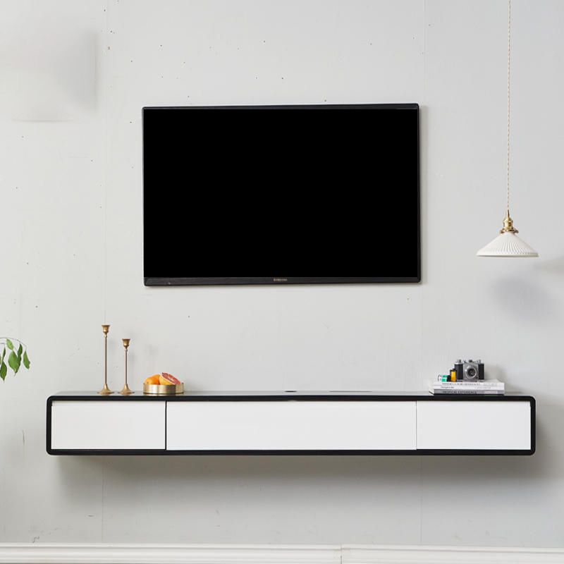 Solid Wood 9" D TV Stand , Wall Mounted Contemporary TV Stand Console with 2 Drawers