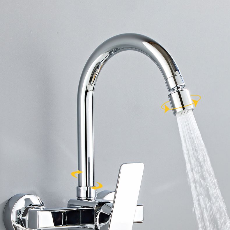 Modern Kitchen Faucet Single Level No Sensor Bar Faucet in Silver