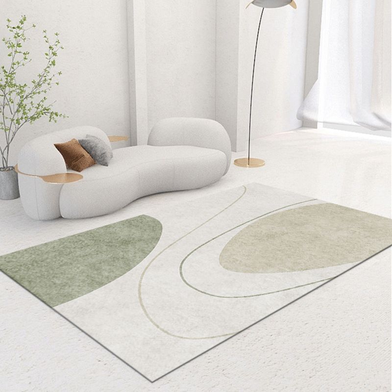 Light Green Color Piece Rug Polyester Modern Rug Washbale Rug for Drawing Room