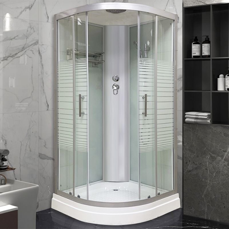 Round Shower Stall Corner Double Sliding Tempered Glass Shower Stall