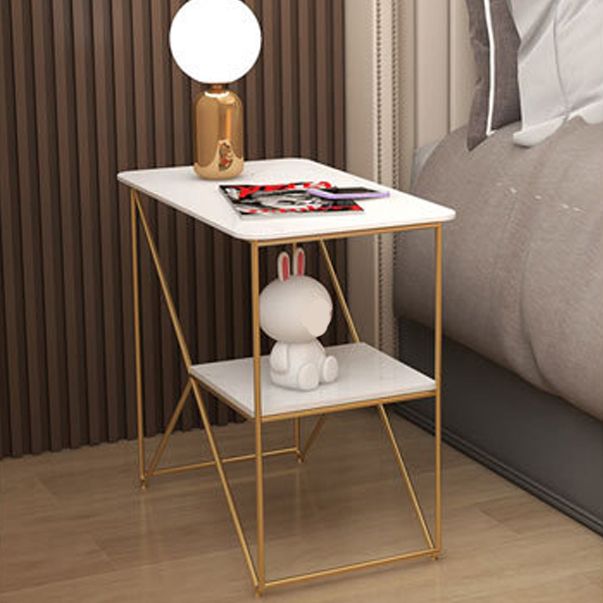 25.59" Tall Metal Accent Table Nightstand Industrial Night Table with 2 Shelves