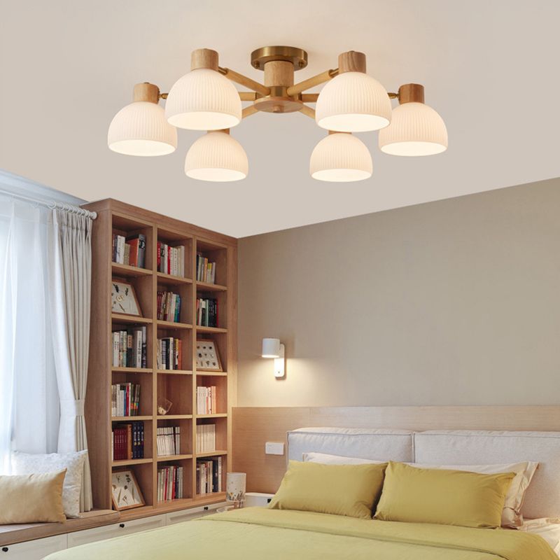 Glass Bowl Shape Flush Ceiling Light Modern Multi Lights Flush Light Fixtures in Brown