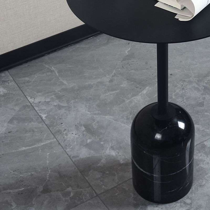 Contemporary Round Metal Side End Table Marble Pedestal Side Table