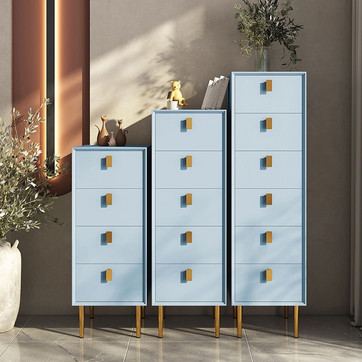 Vertical Chest with Drawers Leather Chest with Metal Legs for Bedroom