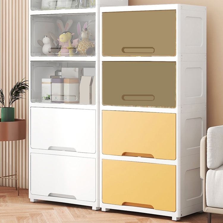 Modern Wardrobe Closet Plastic Kid's Wardrobe with Flap Drawers